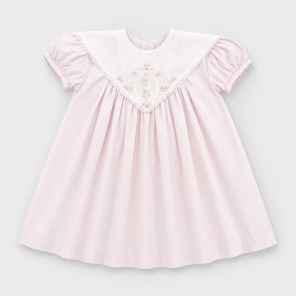 Judy Lynn Baby Girl Vintage Smocked Floral Embroidered Heirloom Dress 24M Pink